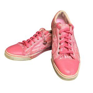 Coogi Womens Pink Sneakers Size 8.5 Embroidered Textured Sweater Print